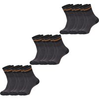 Black+Decker Herren Damen Unisex Sport Socken Essential Crew Baumwolle Black Grey Melange - 6er 9er 12er Pack EAN:3614001200177