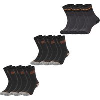 Black+Decker Herren Damen Unisex Sport Socken Essential Crew Baumwolle Black Grey Melange - 6er 9er 12er Pack EAN:3614001200238