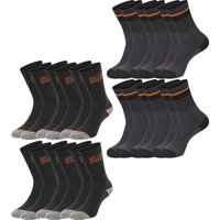 Black+Decker Herren Damen Unisex Sport Socken Essential Crew Baumwolle Black Grey Melange - 6er 9er 12er Pack EAN:3614001200412