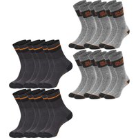 Black+Decker Herren Damen Unisex Sport Socken Essential Crew Baumwolle Black Grey Melange - 6er 9er 12er Pack EAN:3614001200498