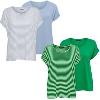 Only Damen O-Neck Top T-Shirt MOSTER 4er Pack Basic Kurzarm Rundhals Shirt EAN:4063499150836