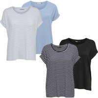 Only Damen O-Neck Top T-Shirt MOSTER 4er Pack Basic Kurzarm Rundhals Shirt EAN:4063499150881