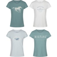 Mustang Damen T-Shirt 4er Pack Slim Fit S M L XL XXL EAN:4063499151710