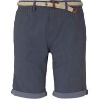 Tom Tailor Denim Herren Slim Chino Short Yarn Dyed mit Gürtel - Blau Beige Grau EAN:4064269118803