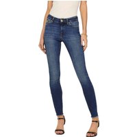 Only Damen Jeans ONLBLUSH MID SK ANK RAW DNM REA194 - Skinny Fit - Blau - Medium Blue Denim EAN:5715305525084